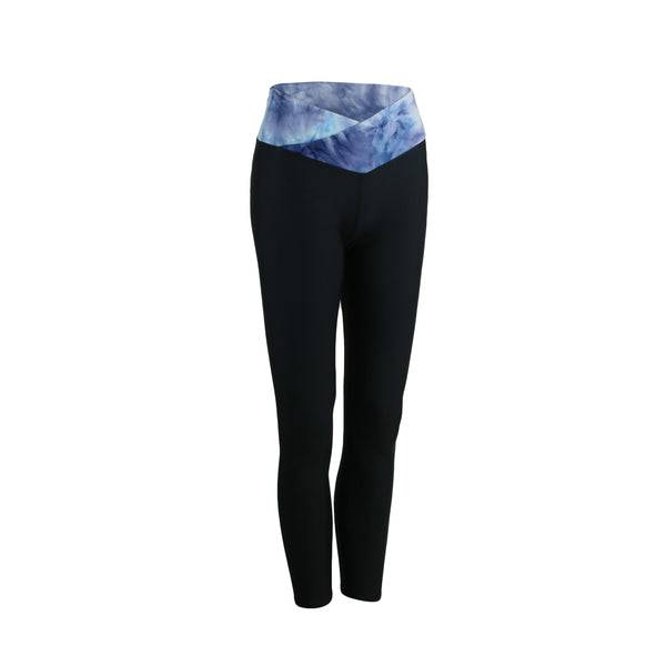 [BOTTOM : HPU7018] HOTWORX TIE DYE V-WAIST LEGGINGS / AQUA BLUE