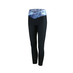 [BOTTOM : HPU7018] HOTWORX TIE DYE V-WAIST LEGGINGS / AQUA BLUE