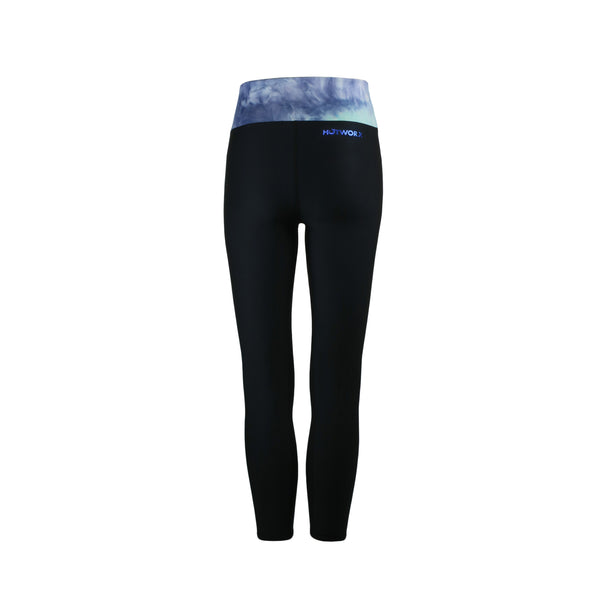 [BOTTOM : HPU7018] HOTWORX TIE DYE V-WAIST LEGGINGS / AQUA BLUE