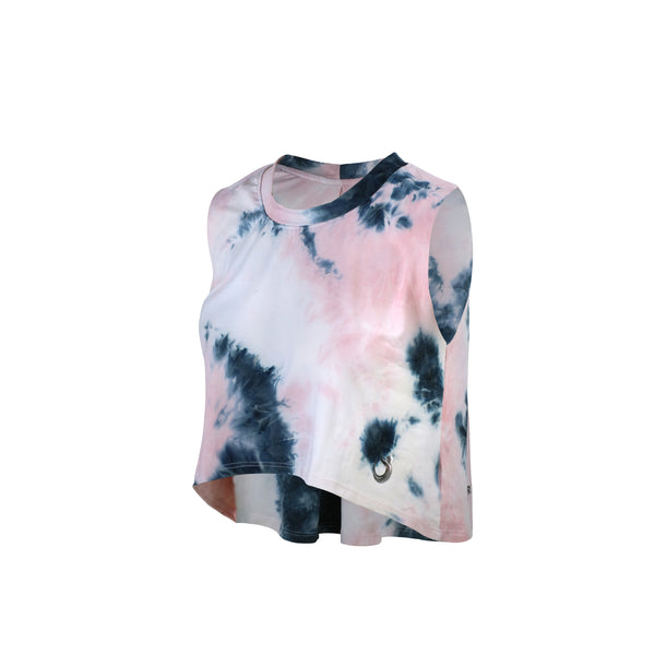 [TOP : HTU2007] HOTWORX TIE DYE SLEEVELESS COVER-UP / PINK CHARCOAL