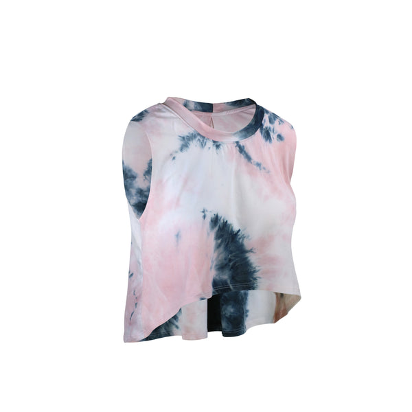 [TOP : HTU2007] HOTWORX TIE DYE SLEEVELESS COVER-UP / PINK CHARCOAL