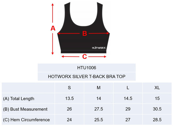 [TOP : HTU1006] HOTWORX SILVER T-BACK BRA TOP / BLACK