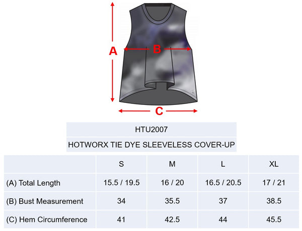 [TOP : HTU2007] HOTWORX TIE DYE SLEEVELESS COVER-UP / CHARCOAL