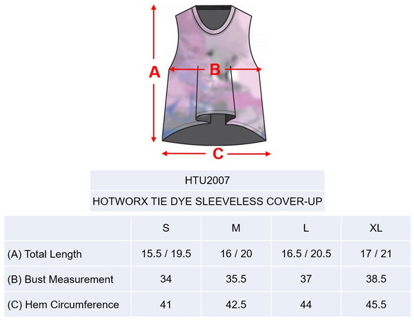 [TOP : HTU2007] HOTWORX TIE DYE SLEEVELESS COVER-UP / PINK CHARCOAL